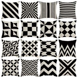 Geometric Cushion Cover Black and White Polyester Throw Pillow Case Striped Dotted Triangular Art Cushion Cover Home Decor 45*45cm