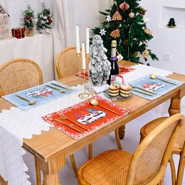 Table Mats Santa Claus Printing Place Home Decoration For Dinner Indoor Outdoor Kitchen