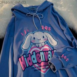 Men's Hoodies Sweatshirts 2021 Chic Rabbit Embroidery Kawaii Hoodie Autumn Hip Hop Street Fashion Women's Long Sleeve Gothic Korean Fashion Z230803