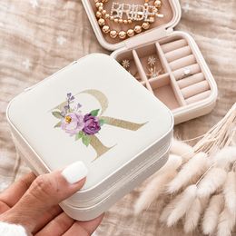 Gift Wrap Portable Jewellery Storage Box gold letter Travel Storage Organiser Jewellery Case Earrings Necklace Ring Jewellery Organiser Display 230802