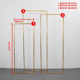 Party Decoration Gilded Shelf Wrought Iron Screen Arches Gold Plated Frame Wedding Backdrop Decor Props Geometry Artificial Flower Stand