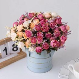 Decorative Flowers 30cm Artificial Flower 15 Head Rose High Quality Silk Fake Wedding Party Living Room Home Decor Bouquet