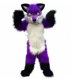 Purple Fox Mascot Costume Performance simulation Cartoon Anime theme character Adults Size Christmas Outdoor Advertising Outfit Suit