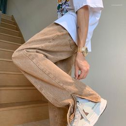 Men's Jeans Summer Thin Fashion Button Loose Straight Leg Pants Drawstring Elastic Waist Korean Casual Plus Size M-5XL