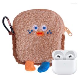 Storage Bags Coin Purse Keychain Wallet Bread Shape Plush Multifunctional Card Holder Organizer Pouch Zipper