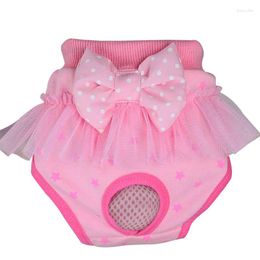 Dog Apparel Bow Physiological Pants Diaper Clothes Elasticity Underwear Panties Breathable Chiffon Pet Princess
