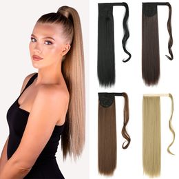 Wig Caps AZIR long straight ponytail hair synthetic extension heat-resistant hair 22 inches wrapped around the ponytail suitable for women 230803