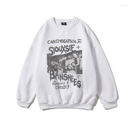 Men's Hoodies Vintage Graphic Print Sweatshirts Mens Korean Fashion Trends Oversized Streetwear Teenage Pullover Tops Casual Crew Neck