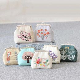 Chinese Style Products DIY Embroidery Flower Tree Purse Wallet Needlework Sewing Cross Stitch Materials Chinese Style Small Coin Purses Women Vintage