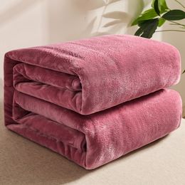 Blankets Flannel Blanket 180x200cm 200x230cm Winter Soft Warm Bedspread Coral Fleece Grey Pink Blue 150x200cm 230802