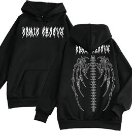 Women's Hoodies Sweatshirts Women Hoodie Y2K Gothic Skeleton Evil Wing Print Oversize Hooded Tops Couple Clothes Hip-Hop Man Streetwear Sweatshirt 230803