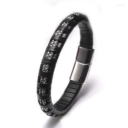 Link Bracelets Punk Unique Skull Magnet Chain Men Male Charm Leather Sporty Jewellery Gift