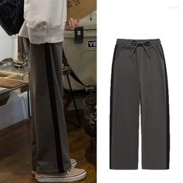 Men's Pants Striped Sports Spring Summer Loose High Street Drawstring Sweatpants Pockets Long Straight Casual Trousers