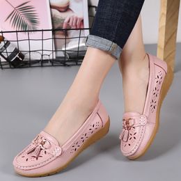 Dress Shoes Women Flats Summer Women Genuine Leather Shoes With Low Heels Slip On Casual Flat Shoes Women Loafers Soft Nurse Ballerina Shoes 230802