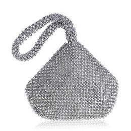Shoulder Bags New Arrival Soft Women Evening Rhinestones Small Day Clutches Silver Black Gold Crystal Wedding Party Handbags Purse 230426