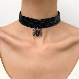 Choker Gothic Black Spider Snowflake Pendant Wide Velvet Halloween Necklaces On The Neck For Women Ladies Streetwear Y2k Jewellery