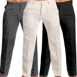 Men's Pants Zipper Button Stylish Mid-rise Solid Colour Slim Fit Trousers With Closure Multiple For Leisure