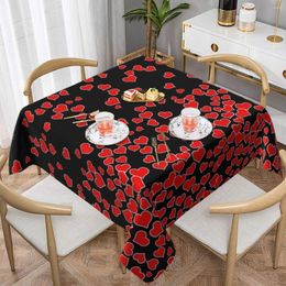 Table Cloth Falling Heart Tablecloth Red Hearts Fall In Love Valentine Protection Party Cover Beautiful Custom Polyester