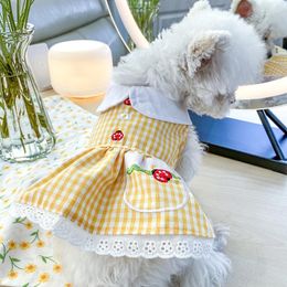 Dog Apparel Puppy Cat Clothes Daisy Flower Cutout Classic Dress For Small Spring Summer Girls White Bowknot Sunflower Cute Skirt