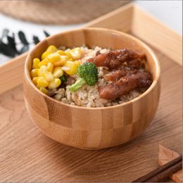 Bowls Innovative Natural Bamboo Bowl Hand-carved Round Safe Non-toxic Baby Feeding Rice BPA Free Japanese Style Tableware