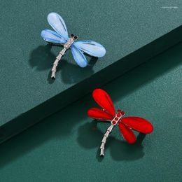 Brooches Female Simple Blue Red Cute Dragonfly For Women Luxury Silver Color Alloy Animal Brooch Safety Pins