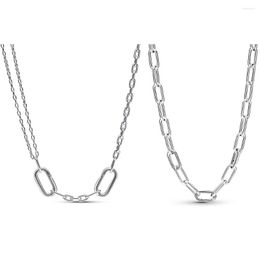 Chains 2023 925 Sterling Silver Pan ME Double Link Chain Necklace Fit Jewellery DIY Gifts