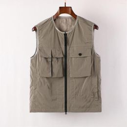Men's Jackets 23ss Summer Metal Nylon Solid Pocket Zipper Sleeveless Tank Top Work Vest Unisex High-quality