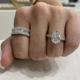 Cluster Rings Luxury 925 Sterling Silver Natural Gemstone Ring Set Jewellery Wedding Engagement Cocktail Diamond For Women Fine Tow Style