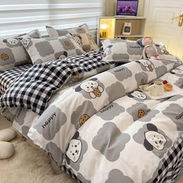 Bedding Sets Cute Cartoon Set Kids Single Double Size Boys Girls Duvet Cover Flat Bed Sheet Pillowcases No Filler Home Textile