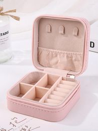 Jewellery Pouches 1PC Mini Storage Box Earrings Necklaces Rings Portable Travel Zipper Case Leather