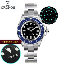 Wristwatches Cronos Automatic Diving Watch For Men Stainless Steel 2000 Metres Water Resistance Professional Diver Wrist Man 230802