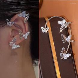 Backs Earrings Zircon Butterfly For Women Girls Ear Cuff Wrap Crawler No Piercing Clip Around Jewellery Gift