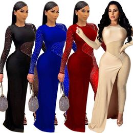 Selling Womens Clothing High Elastic Terrene Net Diamond Jumpsuit Dress