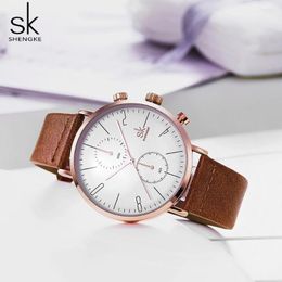 Wristwatches Fashion Shengke Relogio Masculino Watches Business Men Case Leather Band Watch Quartz Wristwatch Reloj Hombre
