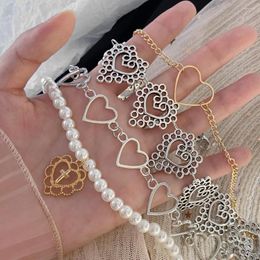 Pendant Necklaces Fashion Heart Chain Choker Necklace For Women Collar Goth Pearl Aesthetic Jewellery Christmas Party Girl Halloween