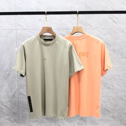 23fw USA Men Cotton Tee T shirts Summer Vintage Short Sleeve Up Side Down Casual High Street Tshirt Aug 3 Orange Colors