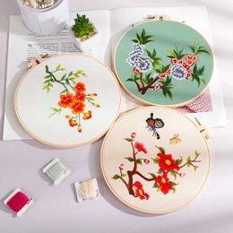 Chinese Style Products New Chinese DIY Embroidery with Hoop Needlework Flower Cross Stitch Set Handwork Sewing Art handmade Craft