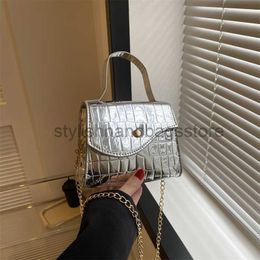 Shoulder Bags Bright Laser Stone Pattern Small Square Bag for Women 2023 New Style Fashion Versatile One Shoulder Crossbody Bagstylishhandbagsstore