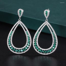 Dangle Earrings Q2023 Vintage Exaggerated Water Drop For Women Luxury Silver Color Lab Emerald Ruby Wedding Party Jewelry