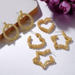 Dangle Earrings ALIUTOM Bohemian Geometric For Women Star Heart Circle Pendant Earings Metal Gold Color Drop Female Jewelry