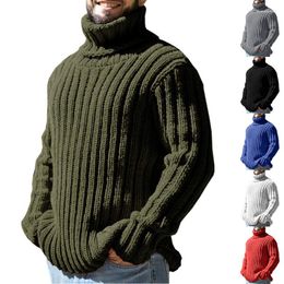 Men's Sweaters Turtle Neck Men Warm Sweater Solid Colour Slim Fit Knit Top Thick Winter Casual Daily Loose Male Clothes