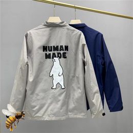 Men's Jackets Human Made Jacket Men Women Hip Hop Fleece Polar Bear Vintage Waterproof Windproof Jacket Coats 230802