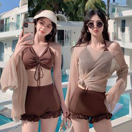 Women's Swimwear 2023 Sexy Separate Bikini Three-piece Set Swimsuit Slimming Fairy Fan Covers Belly And Looks Thinner Bathing Suit