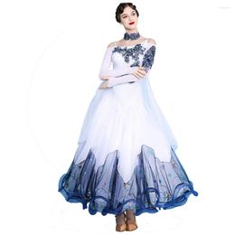 Stage Wear Waltz Ballroom Competition Dress Applique Dance Performance Costume Evening Party Gowns Concert Outfits Rhinestones