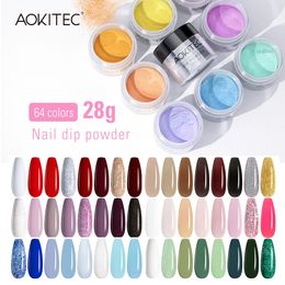 Nail Glitter Aokitec 28G 1PC Dipping Powder Natural Dry No Lamp Cure Pigment Dust DIY Art Decoration Salon 230802