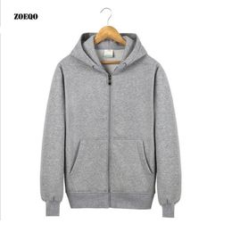 Mens Hoodies Sweatshirts ZOEQO men hooded fleece zip hoodie thick solid Colour sweatshirt mens casual hoodies sportswear sweatshirts 230802