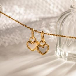 Hoop Earrings Ins Stainless Steel Heart-shaped Women's Female Gold-plated Fashion Versatile Accessory For Girl 2PC