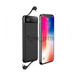 Wireless Chargers 10000mAh Wireless Power Bank Built in Cable Portable Charger Slim Powerbank for iPhone 12 11 Samsung S21 Huawei Xiaomi Poverbank x0803