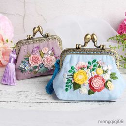 Chinese Style Products Embroidery DIY Ribbon Flowers Bags Purse Wallet Handbag Cross Stitch for Beginner Needlework Sewing Arts Craft Friend Gifts R230803