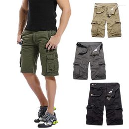 Men's Shorts 2023 Mens Military Cargo Summer Army Green Cotton Men Loose Multi-Pocket Homme Casual Trousers Size 29-40